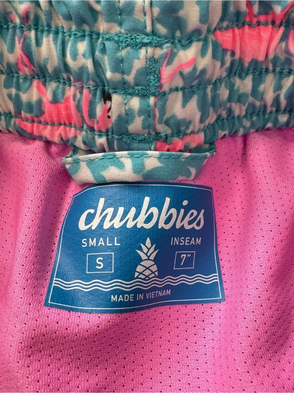 Chubbies The Domingos Are For Flamingos 7” Classic Swim Trunk Small Lined Beach
